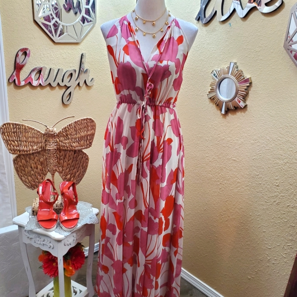 MNG Floral Print Maxi Dress sz 4